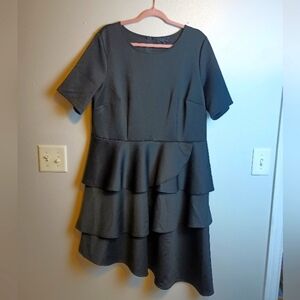 Eloquii Black Dress Asymmetrical Ruffles Size 18